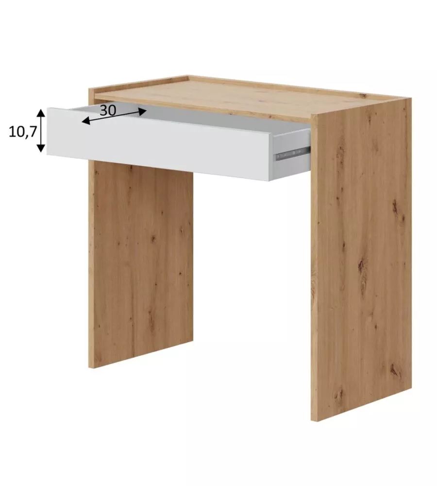 SCRIVANIA CON CASSETTO LEGNO E BIANCO 81,5X40X77 CM