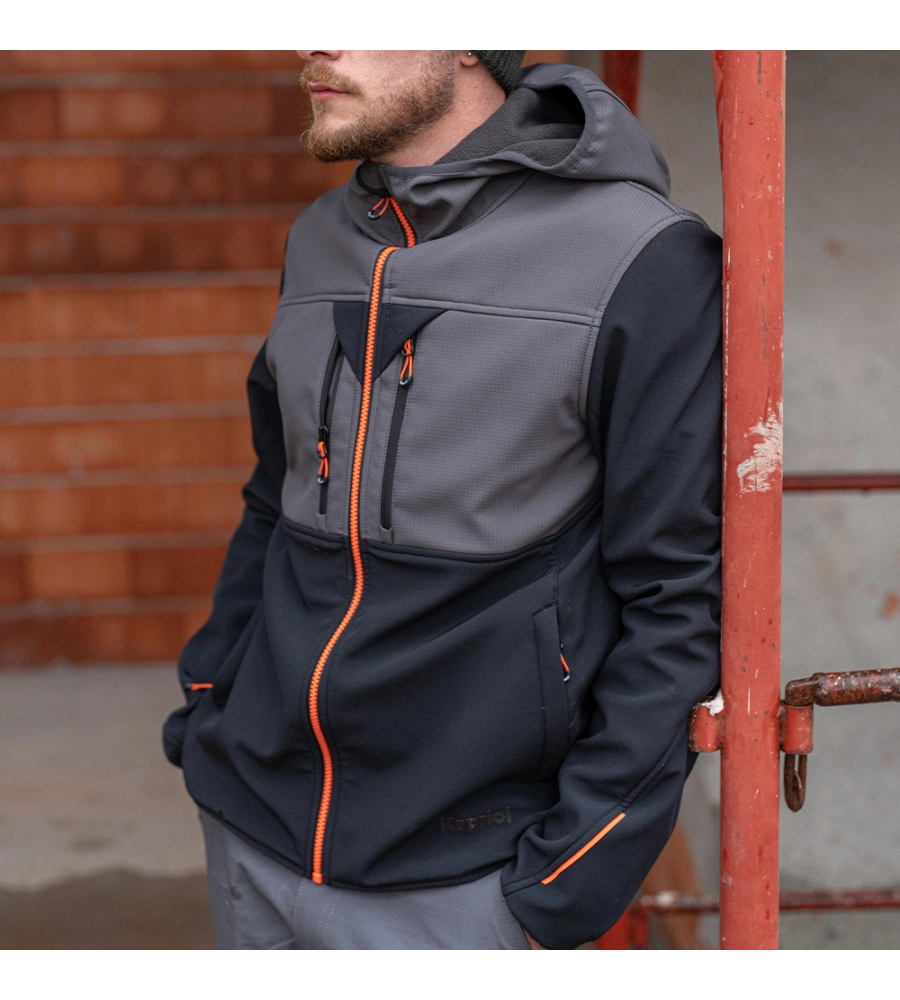 GIACCA DA LAVORO KAPRIOL "SOFTSHELL TENERE PRO" NERO E GRIGIO TG XXXL
