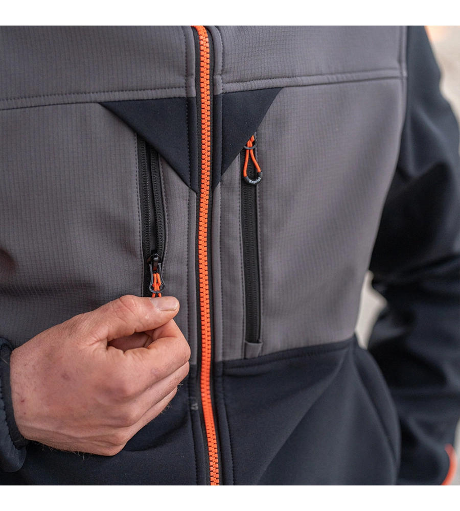 GIACCA DA LAVORO KAPRIOL "SOFTSHELL TENERE PRO" NERO E GRIGIO TG XXXL