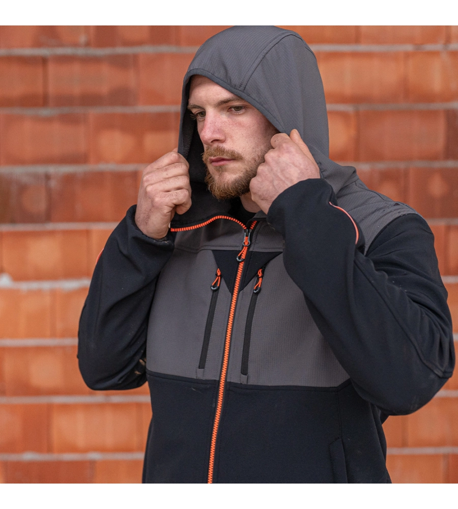 GIACCA DA LAVORO KAPRIOL "SOFTSHELL TENERE PRO" NERO E GRIGIO TG XXXL