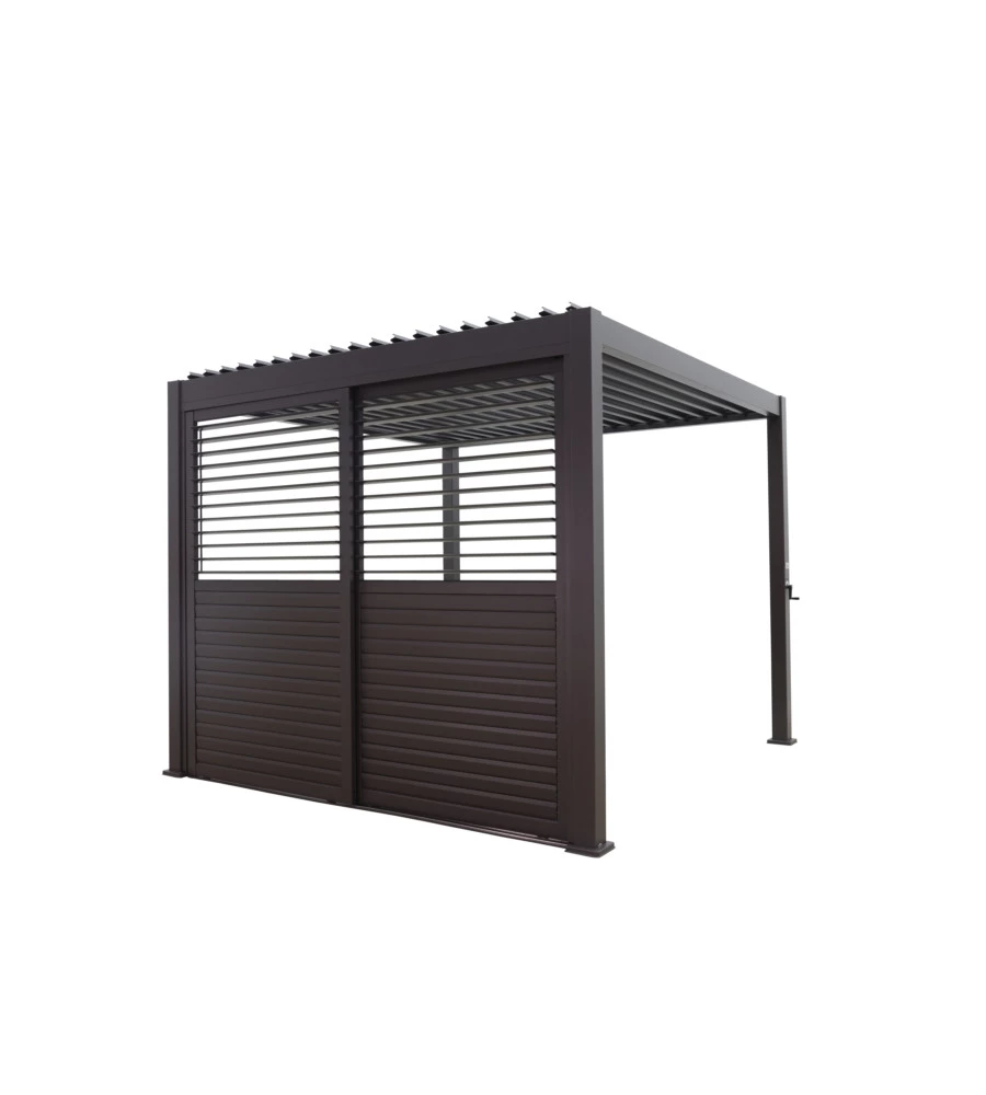 SET 2 PARETI SCORREVOLI PER PERGOLA BIOCLIMATICA EUROGARDEN ATENA IN ALLUMINIO GRIGIO LATO 3 MT