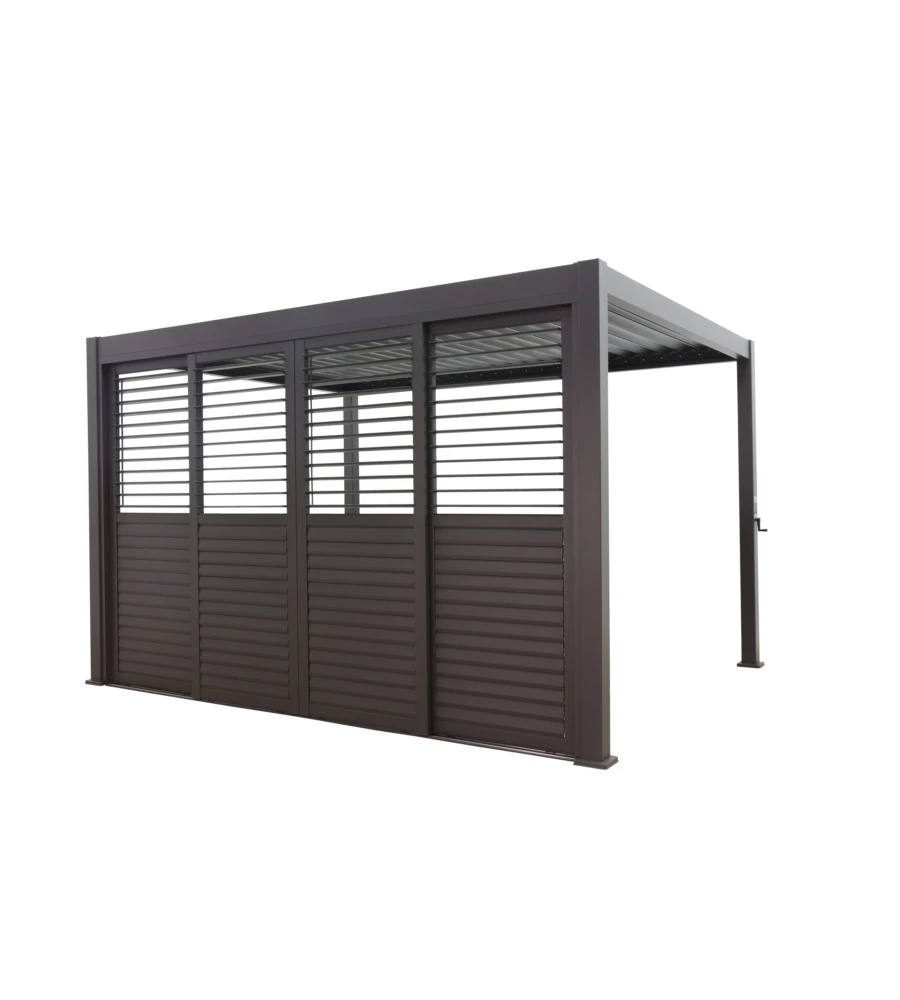 SET 4 PARETI SCORREVOLI PER PERGOLA BIOCLIMATICA EUROGARDEN ATENA IN ALLUMINIO GRIGIO LATO 4 MT