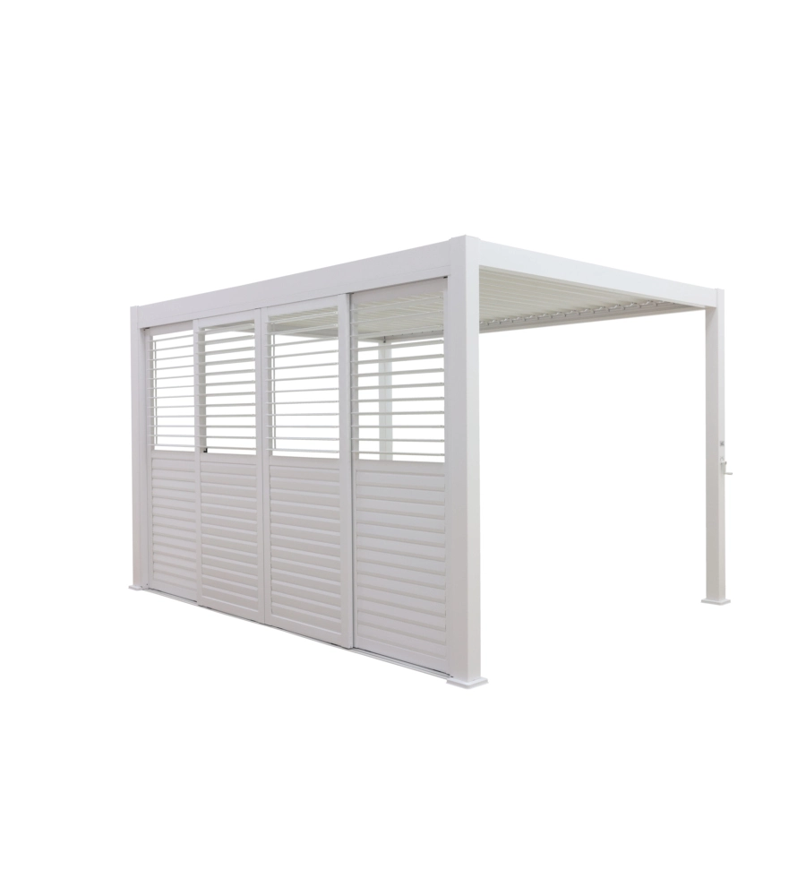 SET 4 PARETI SCORREVOLI PER PERGOLA BIOCLIMATICA EUROGARDEN ATENA IN ALLUMINIO BIANCO LATO 4 MT