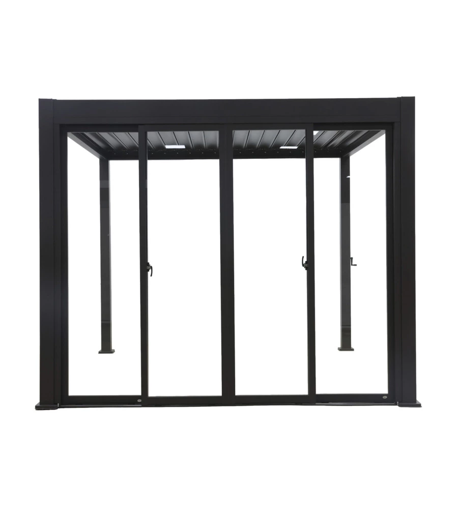 SET 4 VETRI SCORREVOLI PER PERGOLA BIOCLIMATICA EUROGARDEN ATENA IN VETRO TEMPERATO GRIGIO LATO 3 MT