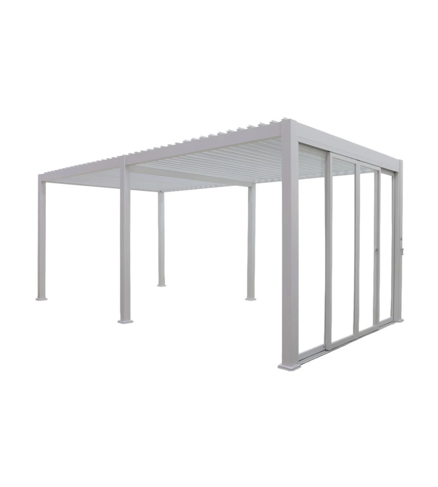 SET 4 VETRI SCORREVOLI PER PERGOLA BIOCLIMATICA EUROGARDEN ATENA IN VETRO TEMPERATO BIANCO LATO 3 MT