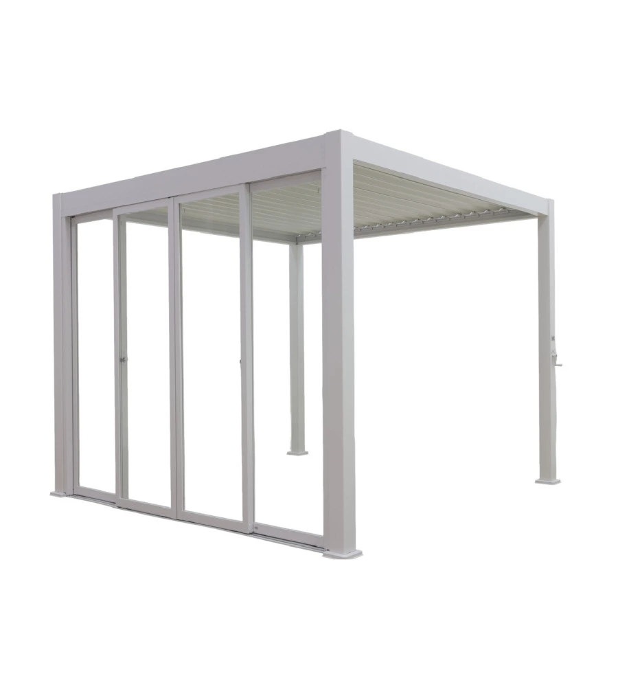 SET 4 VETRI SCORREVOLI PER PERGOLA BIOCLIMATICA EUROGARDEN ATENA IN VETRO TEMPERATO BIANCO LATO 3 MT