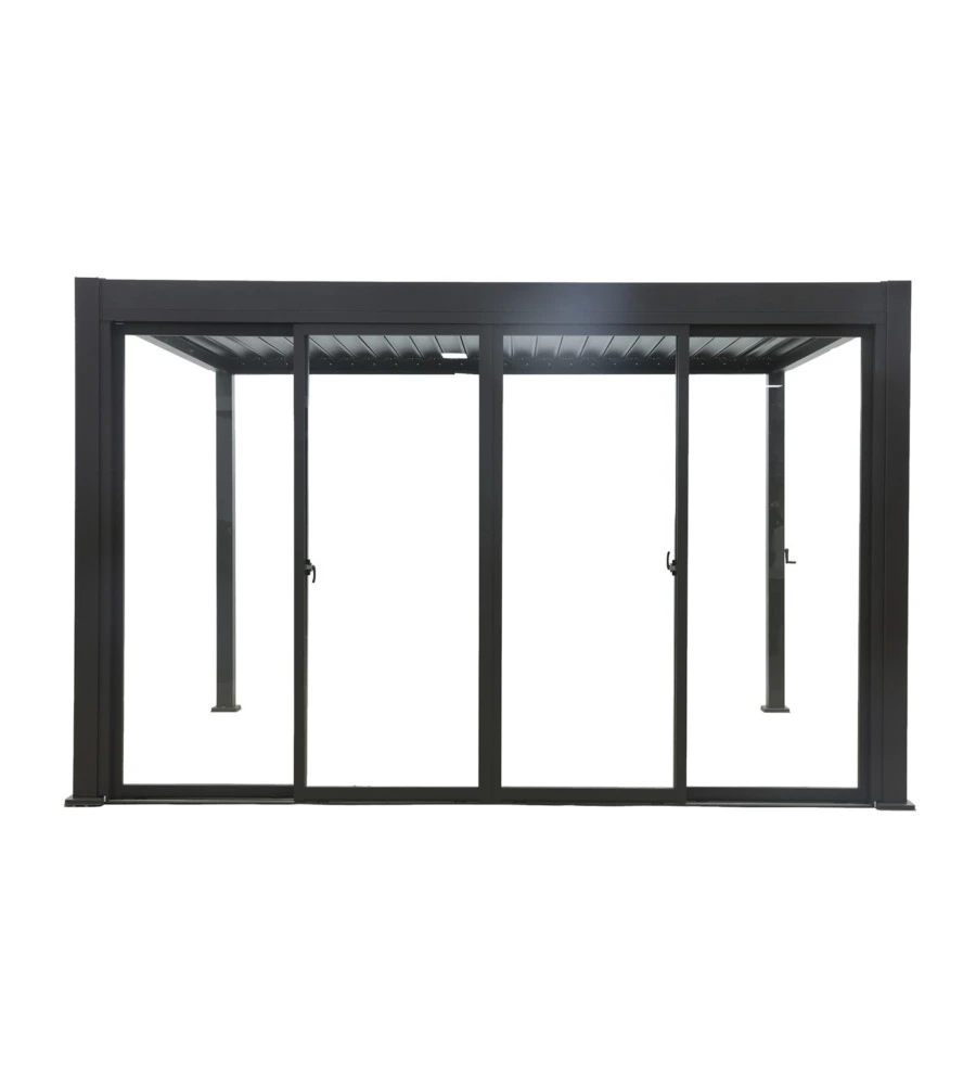 SET 4 VETRI SCORREVOLI PER PERGOLA BIOCLIMATICA EUROGARDEN ATENA IN VETRO TEMPERATO GRIGIO LATO 4 MT
