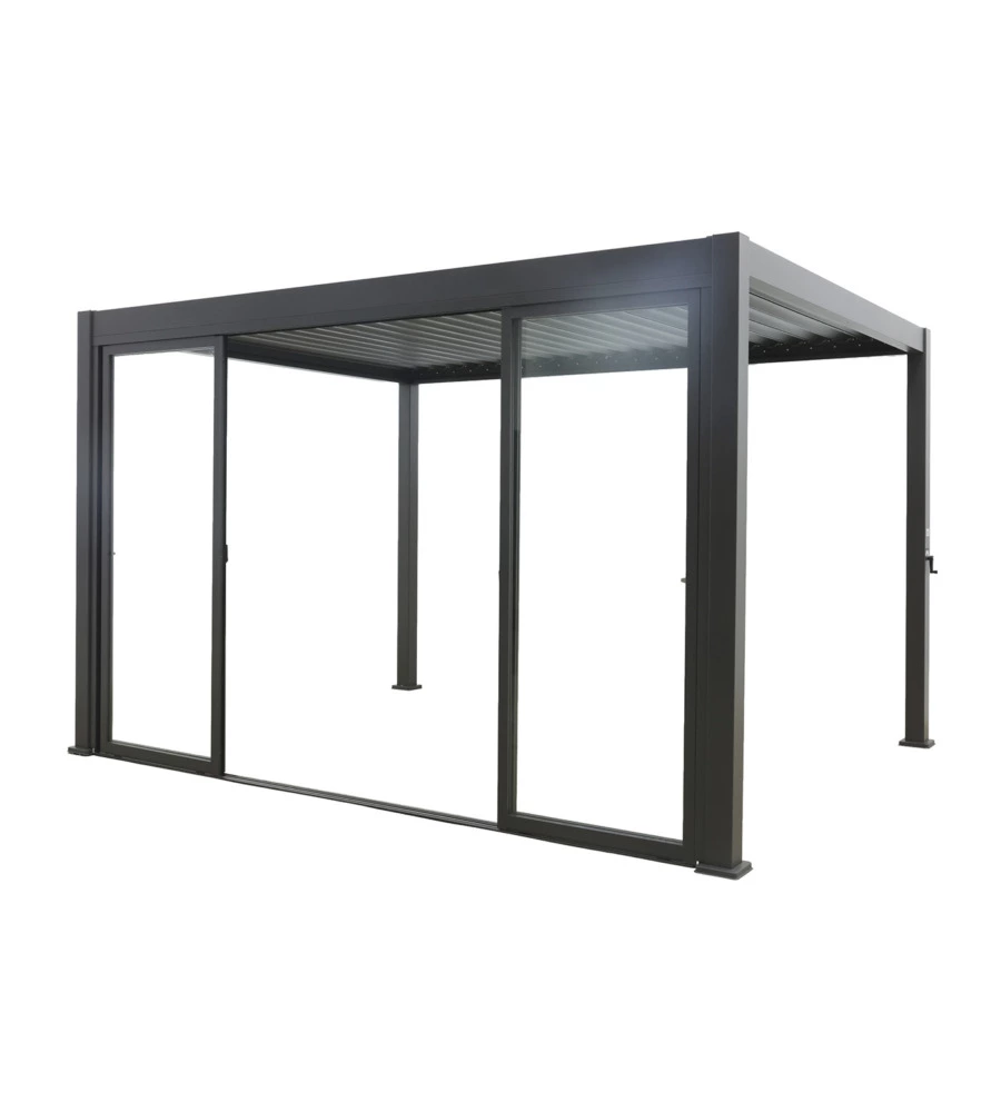 SET 4 VETRI SCORREVOLI PER PERGOLA BIOCLIMATICA EUROGARDEN ATENA IN VETRO TEMPERATO GRIGIO LATO 4 MT