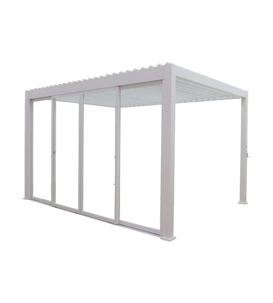 SET 4 VETRI SCORREVOLI PER PERGOLA BIOCLIMATICA EUROGARDEN ATENA IN VETRO TEMPERATO BIANCO LATO 4 MT