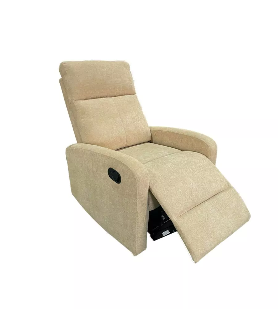 Poltrona BellaHome "Clara" con recliner in tessuto beige 71x88x102 cm
