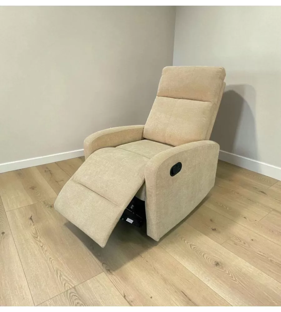 Poltrona BellaHome "Clara" con recliner in tessuto beige 71x88x102 cm