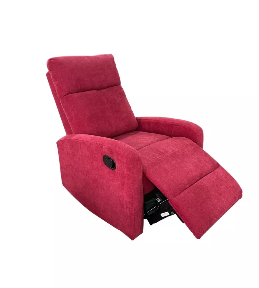 Poltrona BellaHome "Clara" con recliner in tessuto bordeaux 71x88x102 cm