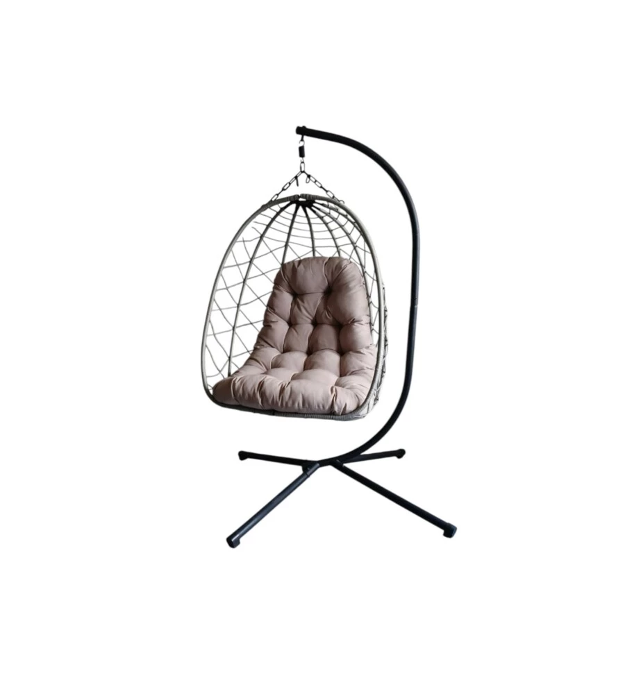 Poltrona sospesa da esterno pieghevole EuroGarden grigio 103x108x192 cm