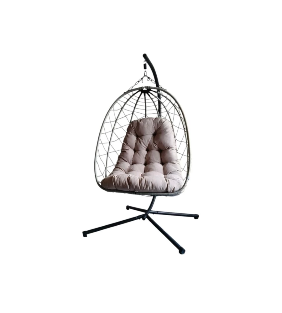 Poltrona sospesa da esterno pieghevole EuroGarden grigio 103x108x192 cm