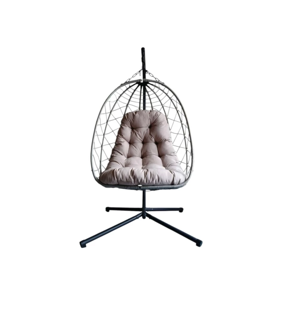 Poltrona sospesa da esterno pieghevole EuroGarden grigio 103x108x192 cm