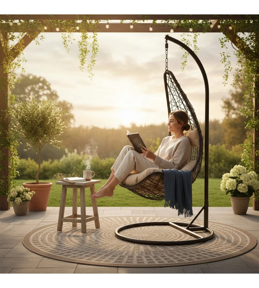 Poltrona sospesa da esterno EuroGarden "Mezzaluna" marrone 95x195 cm