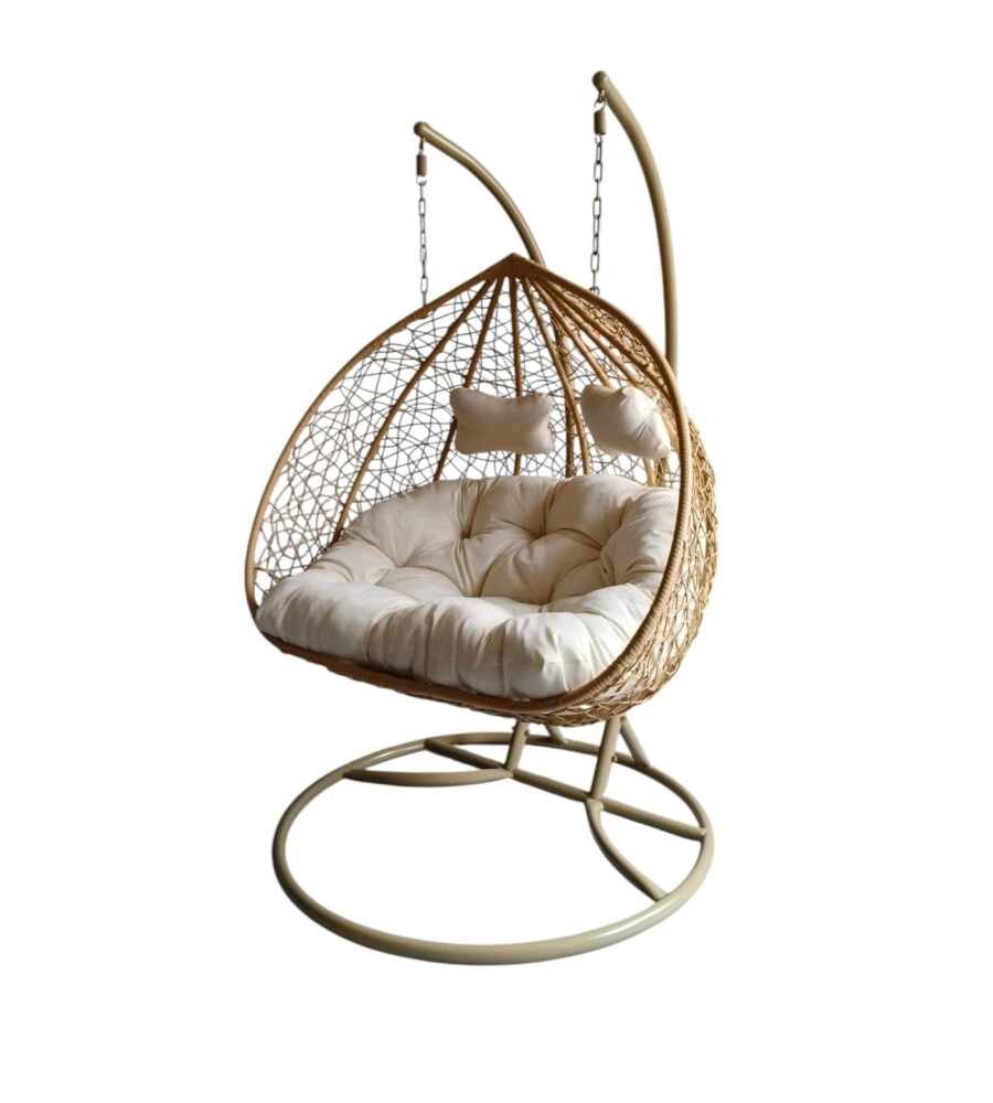 Poltrona sospesa da esterno EuroGarden "Double" beige 132x118x75 cm