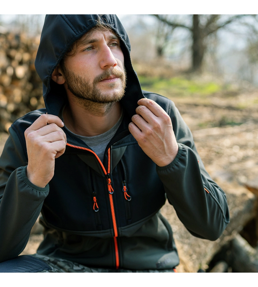 GIACCA DA LAVORO KAPRIOL "SOFTSHELL TENERE PRO" NERO E VERDE TG M