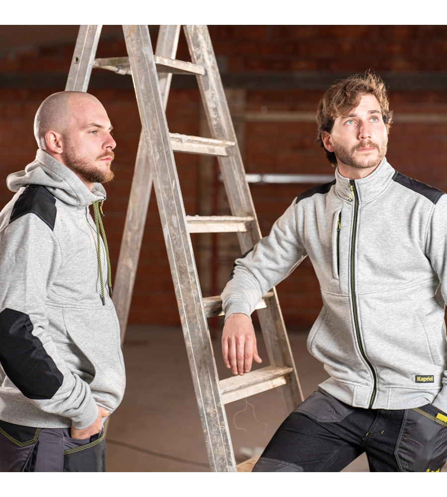 FELPA DA LAVORO CON CAPPUCCIO KAPRIOL "SLICK" GRIGIO CHIARO TG S