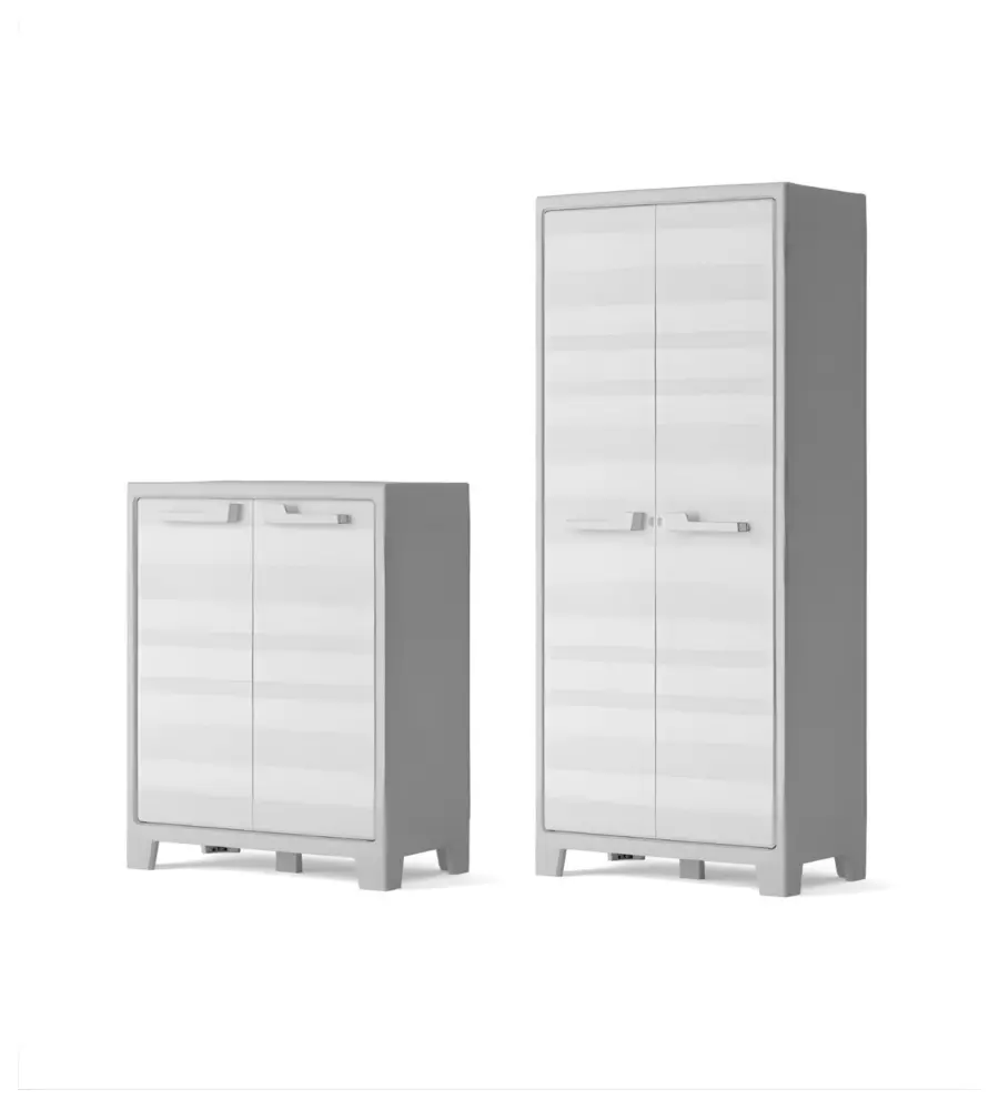 SET 2 ARMADI ALTO E BASSO KETER "MAXIMO" IN POLIPROPILENE GRIGIO 80X44X100/182 CM