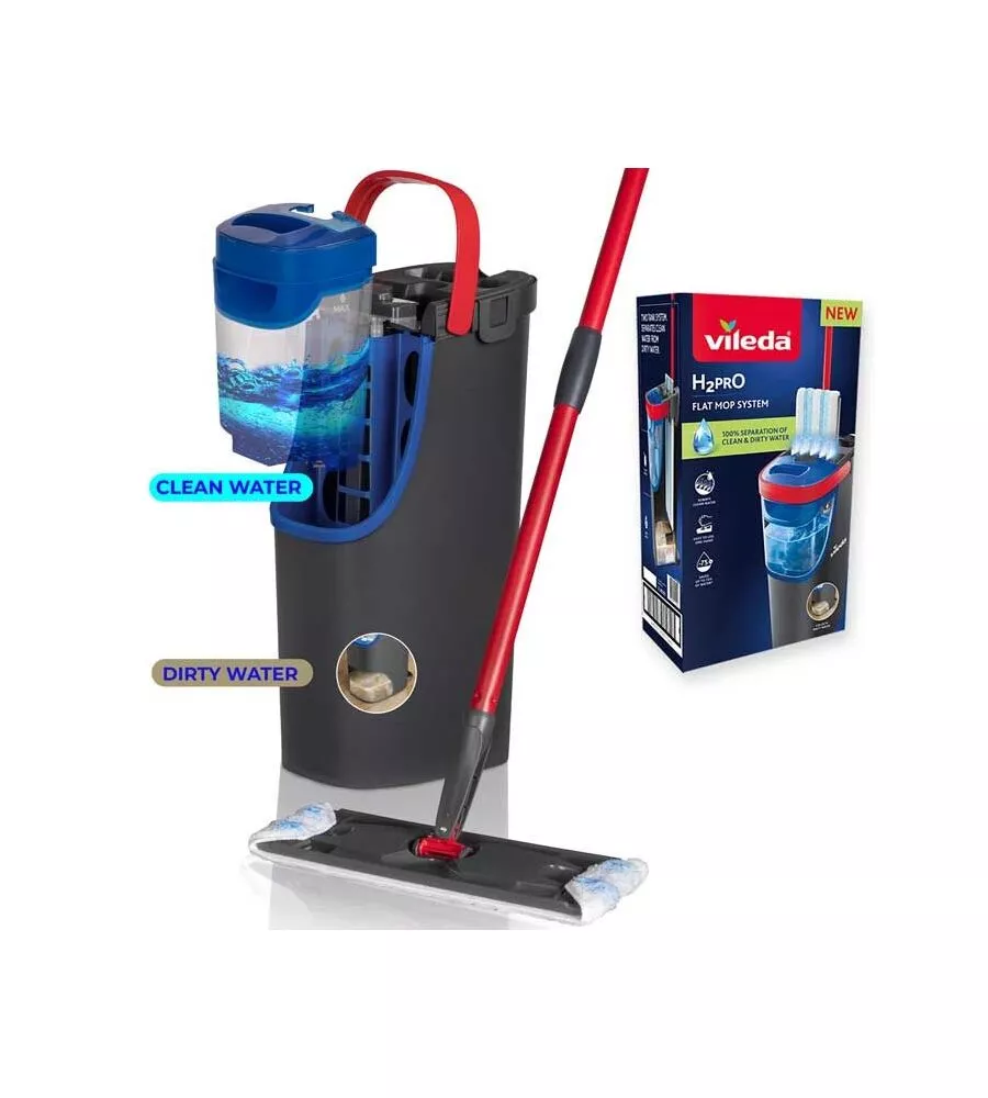 Sistema lavapavimenti Vileda "Flat Mop H2Pro" con piastra piatta