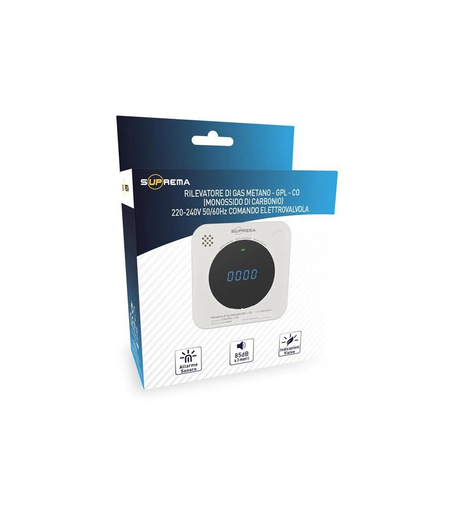 Rilevatore di gas naturale e gpl con contatto per gestione chiusura valvola del gas