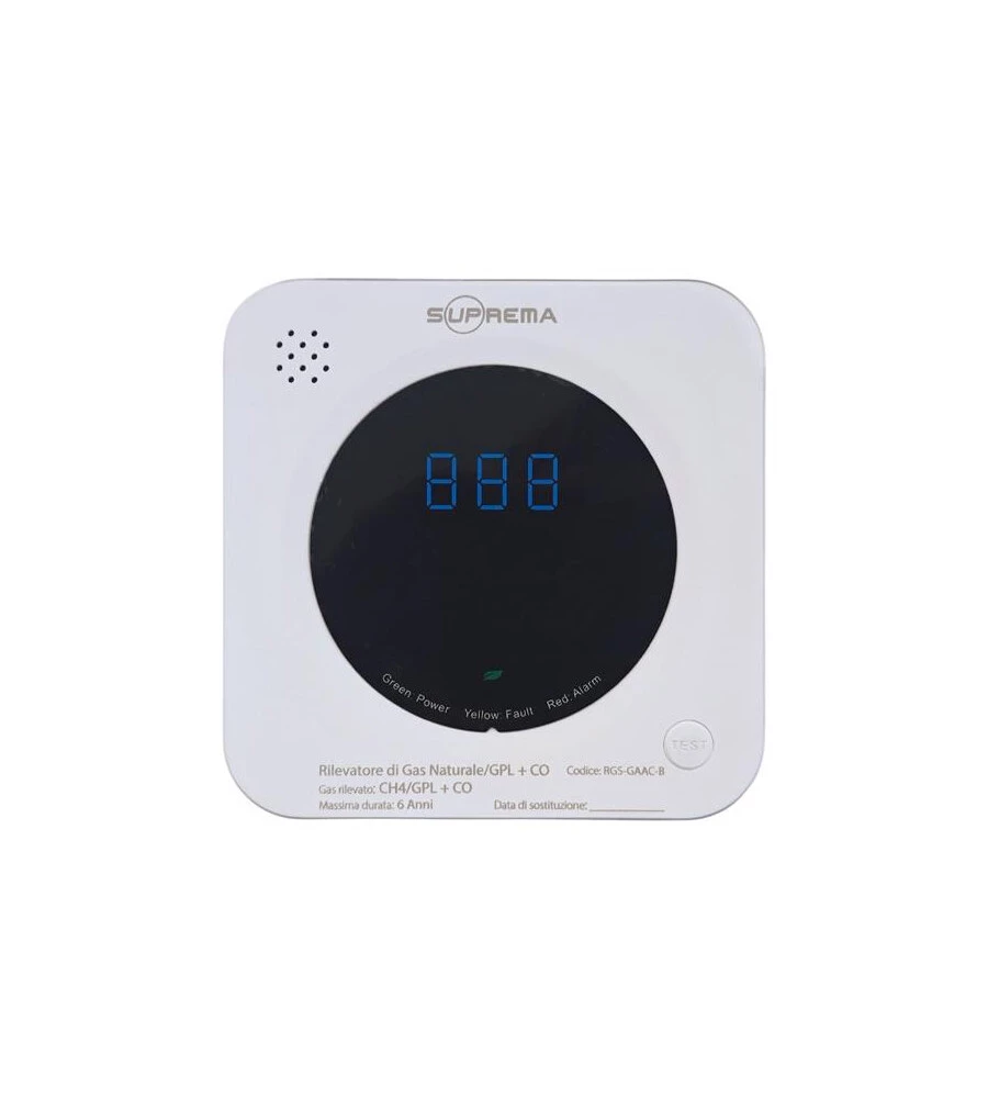 Rilevatore di gas naturale e gpl con contatto per gestione chiusura valvola del gas