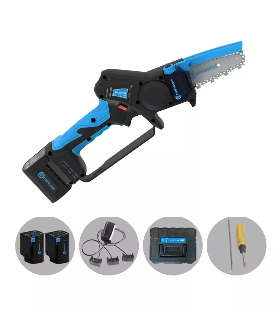 Potatore a catena a batteria Campagnola "T-CAT M V1" barra 10 cm 2 batterie 16V 2,5Ah