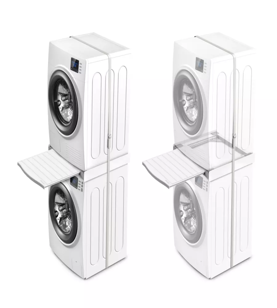 Kit di sovrapposizione universale per lavatrice e asciugatrice "Torre Dry" bianco 61,5x58,5x8,3 cm