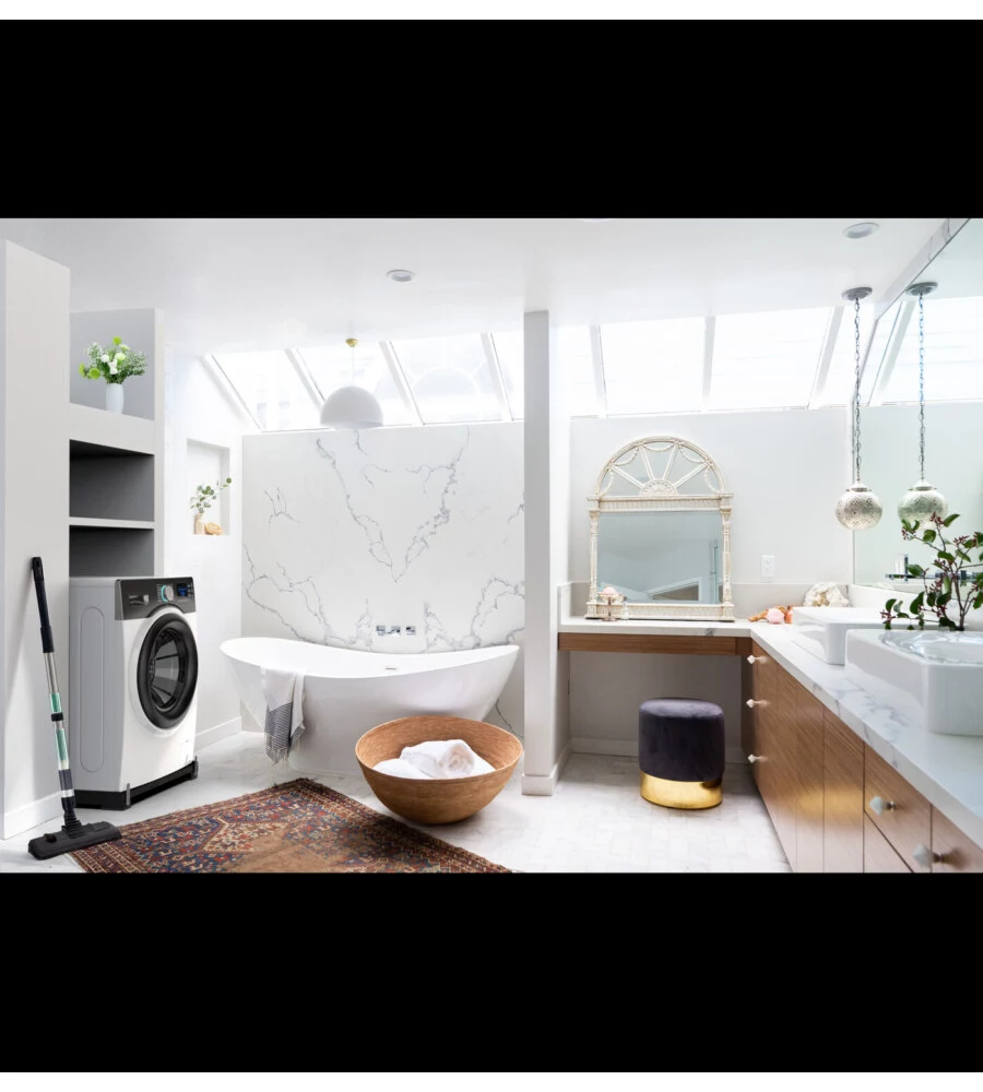 Base antivibrazione per lavatrice e asciugatrice con ruote e freni Meliconi "Move" nero 60x55x5,5 cm