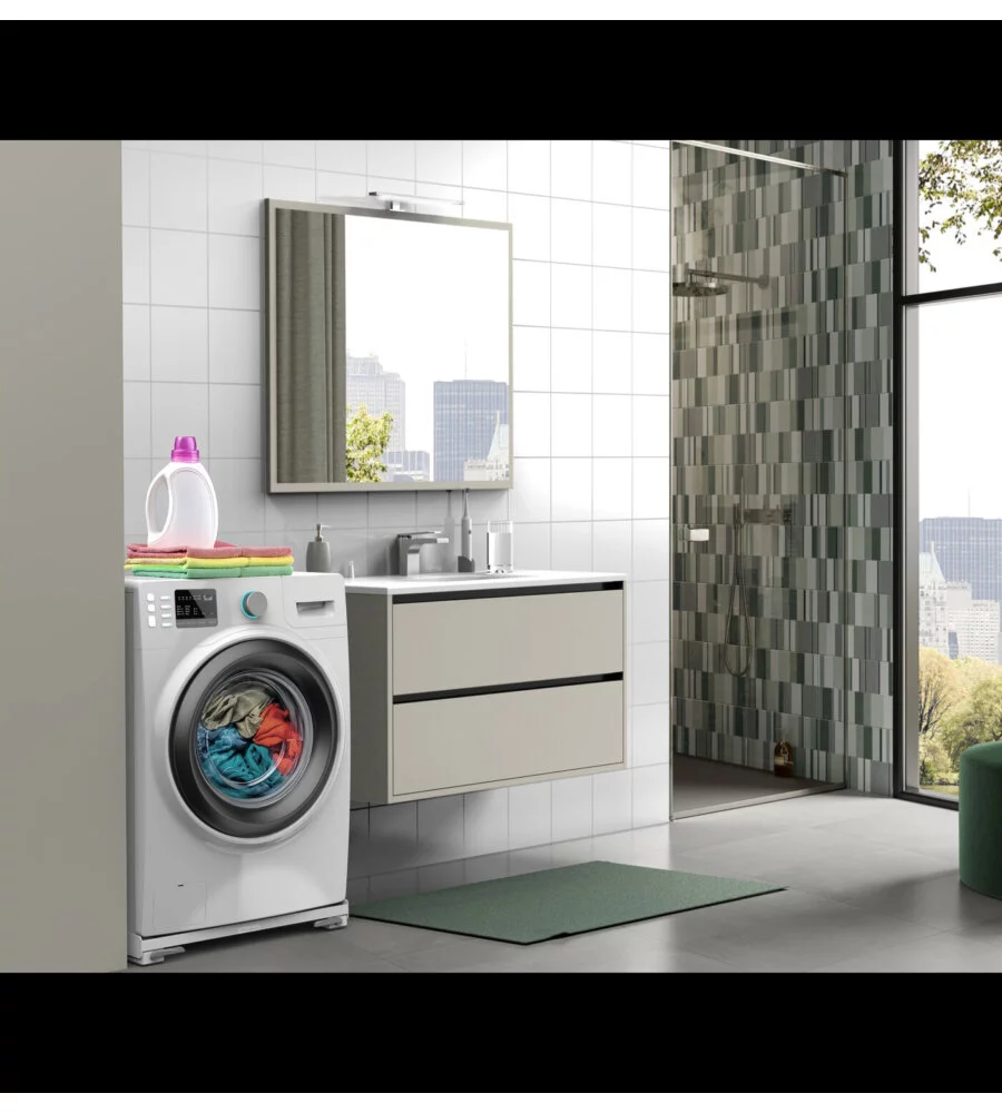 Base antivibrazione per lavatrice e asciugatrice con ruote e freni Meliconi "Move Slim" bianco 60x43x5,5 cm