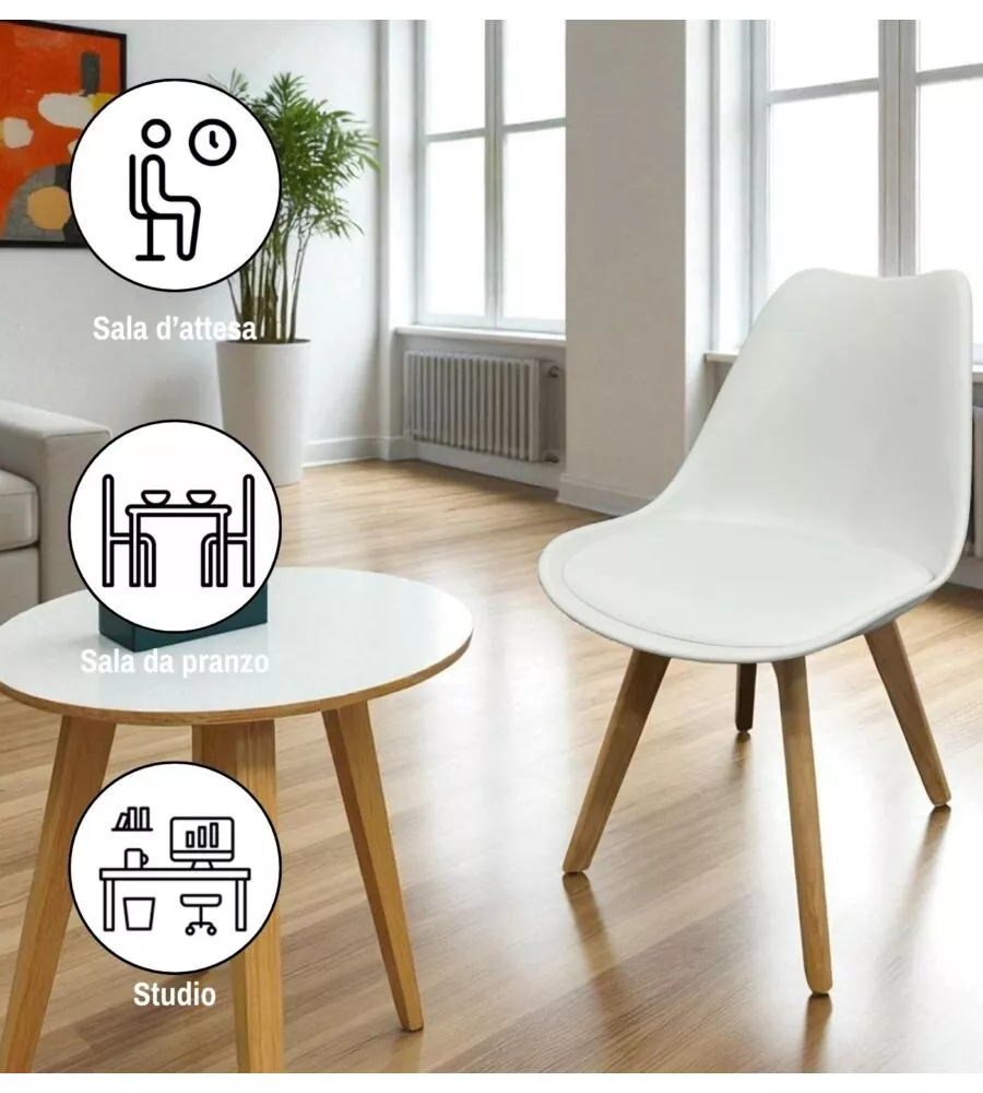 Set 4 sedie da pranzo BellaHome "Castilla" bianco 48x55x81 cm