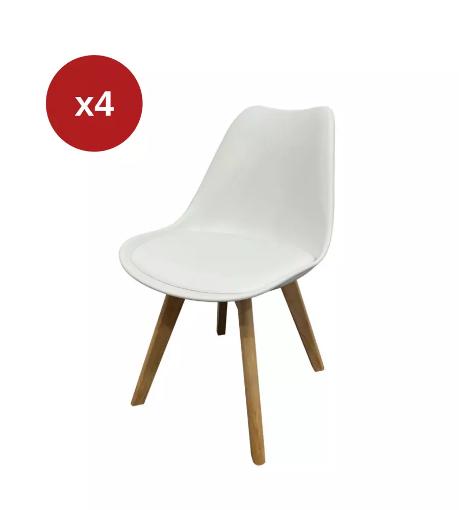 Set 4 sedie da pranzo BellaHome "Castilla" bianco 48x55x81 cm