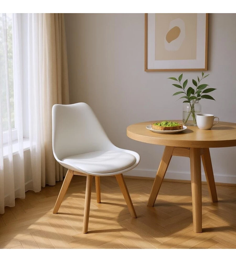 Set 4 sedie da pranzo BellaHome "Castilla" bianco 48x55x81 cm