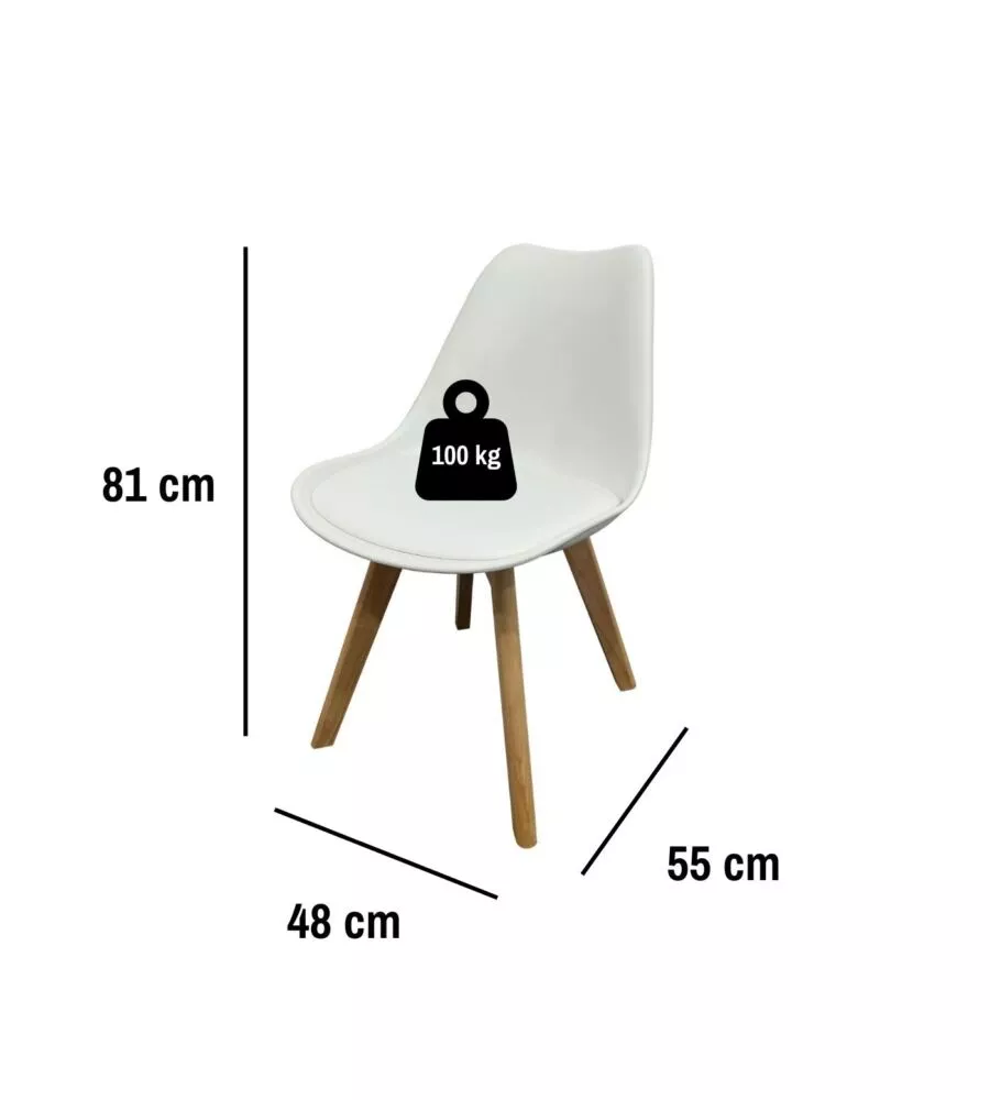 Set 4 sedie da pranzo BellaHome "Castilla" bianco 48x55x81 cm