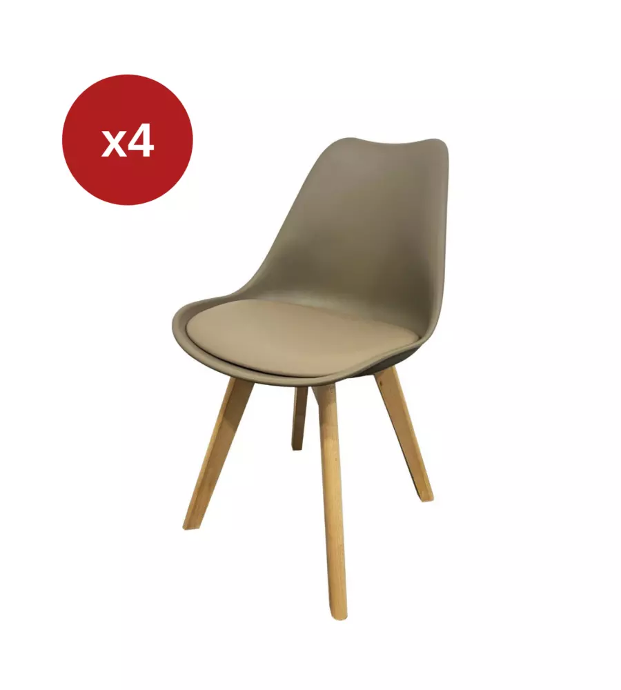 Set 4 sedie da pranzo BellaHome "Castilla" tortora 48x55x81 cm