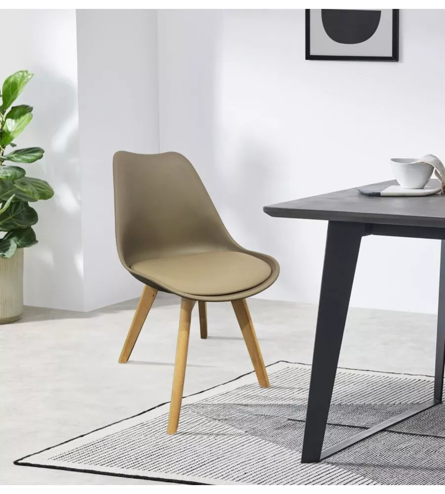 Set 4 sedie da pranzo BellaHome "Castilla" tortora 48x55x81 cm