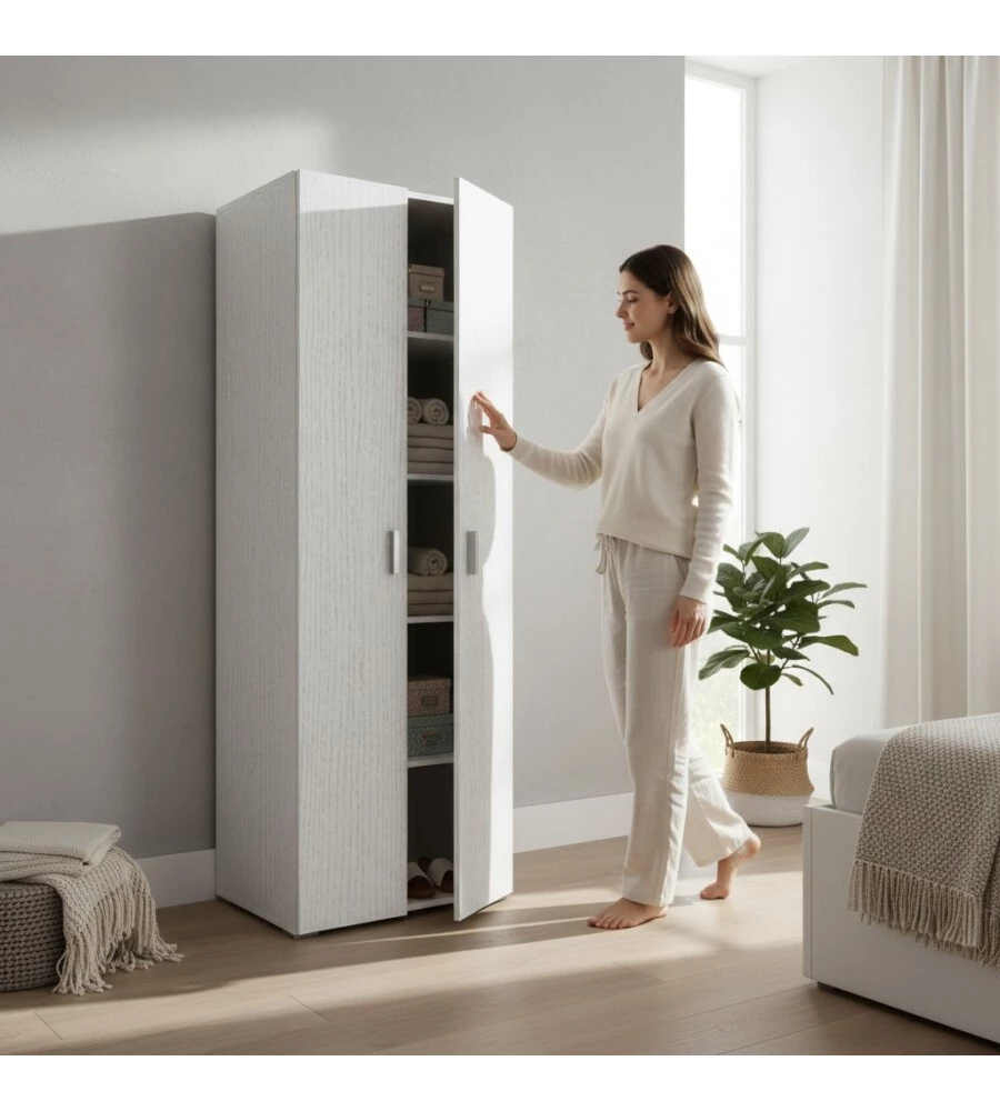 Mobile multiuso 2 ante bianco fiammato 66x45,1x194,3 cm