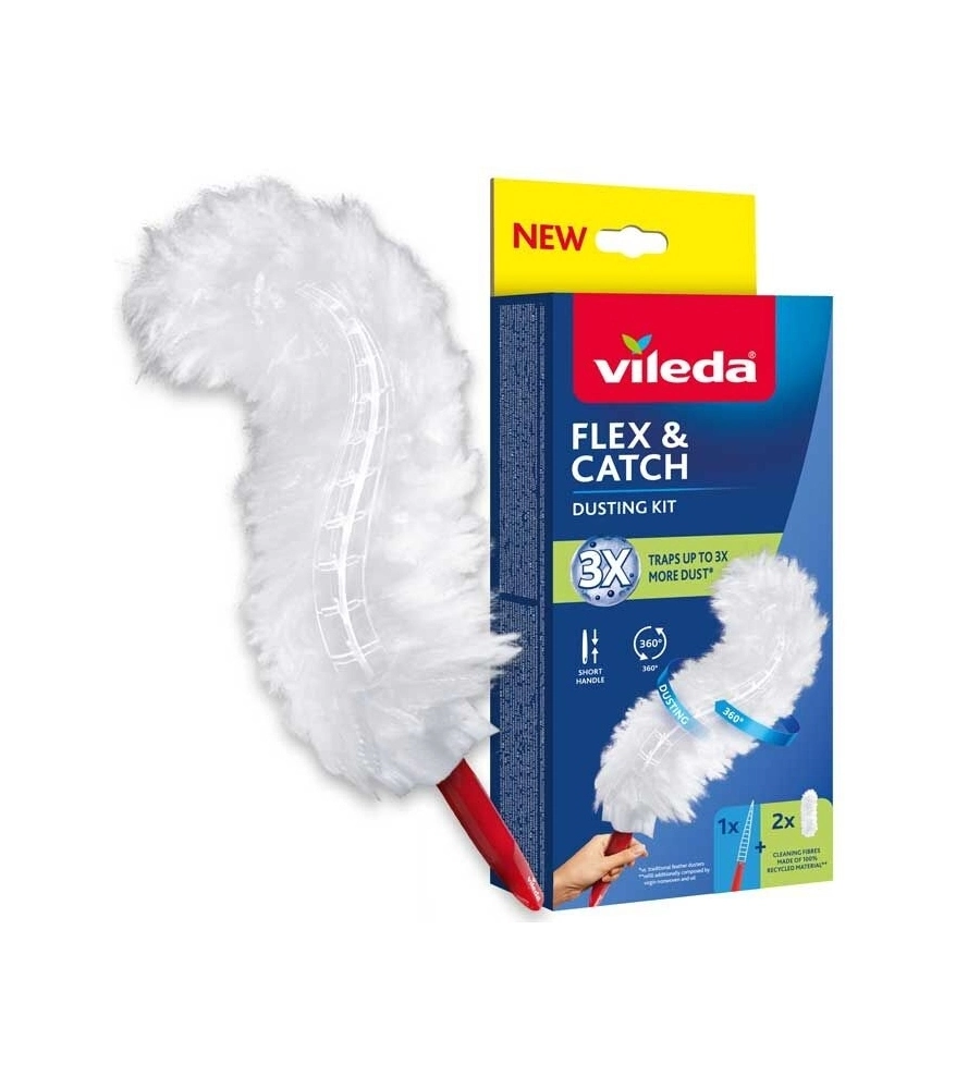 Cattura polvere Vileda "Flex and catch" con manico corto