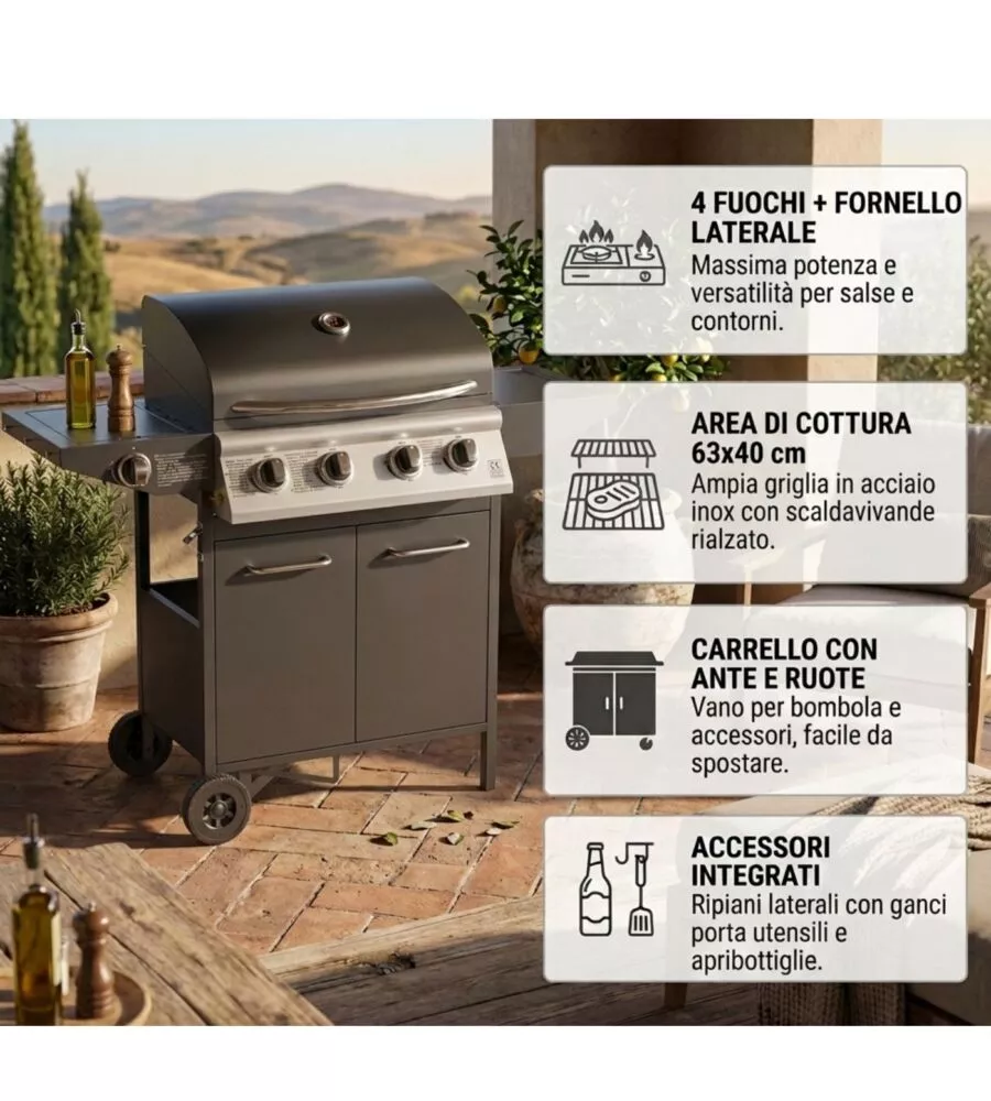 Barbecue a gas Arnold "Texas" 5 bruciatori
