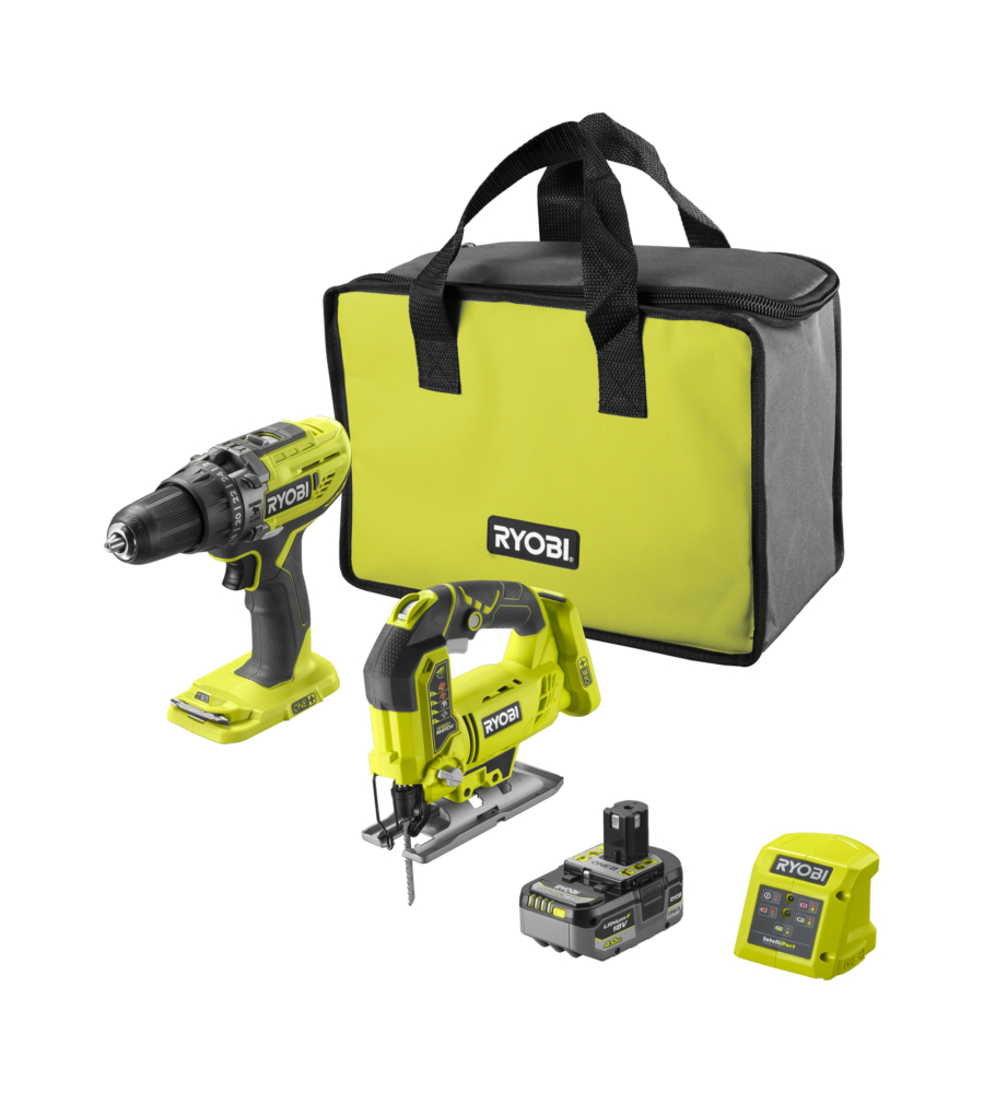 Kit valigetta trapano avvitatore e seghetto alternativo a batteria Ryobi "R18CK2PJ-1X40S" 18V 4Ah