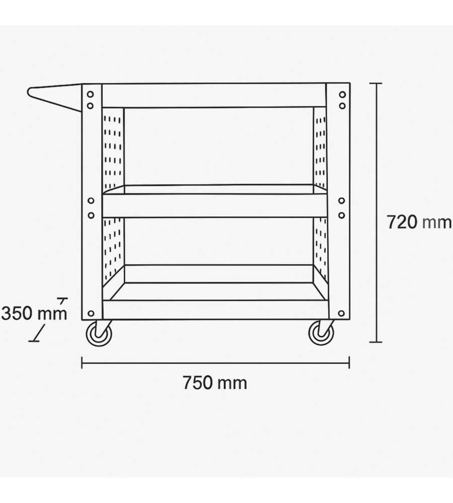 Carrello porta attrezzi Essenza 3 ripiani 75x35x72 cm