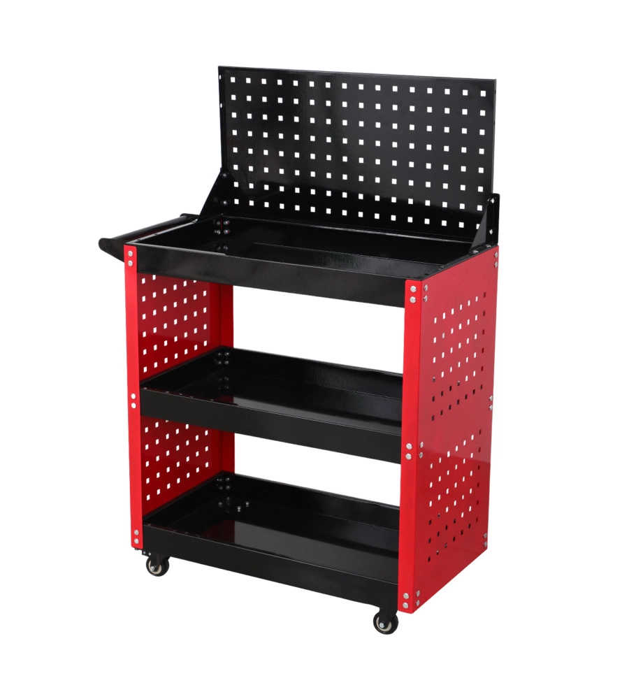 Carrello porta attrezzi 3 ripiani con pannello 75x35x106 cm
