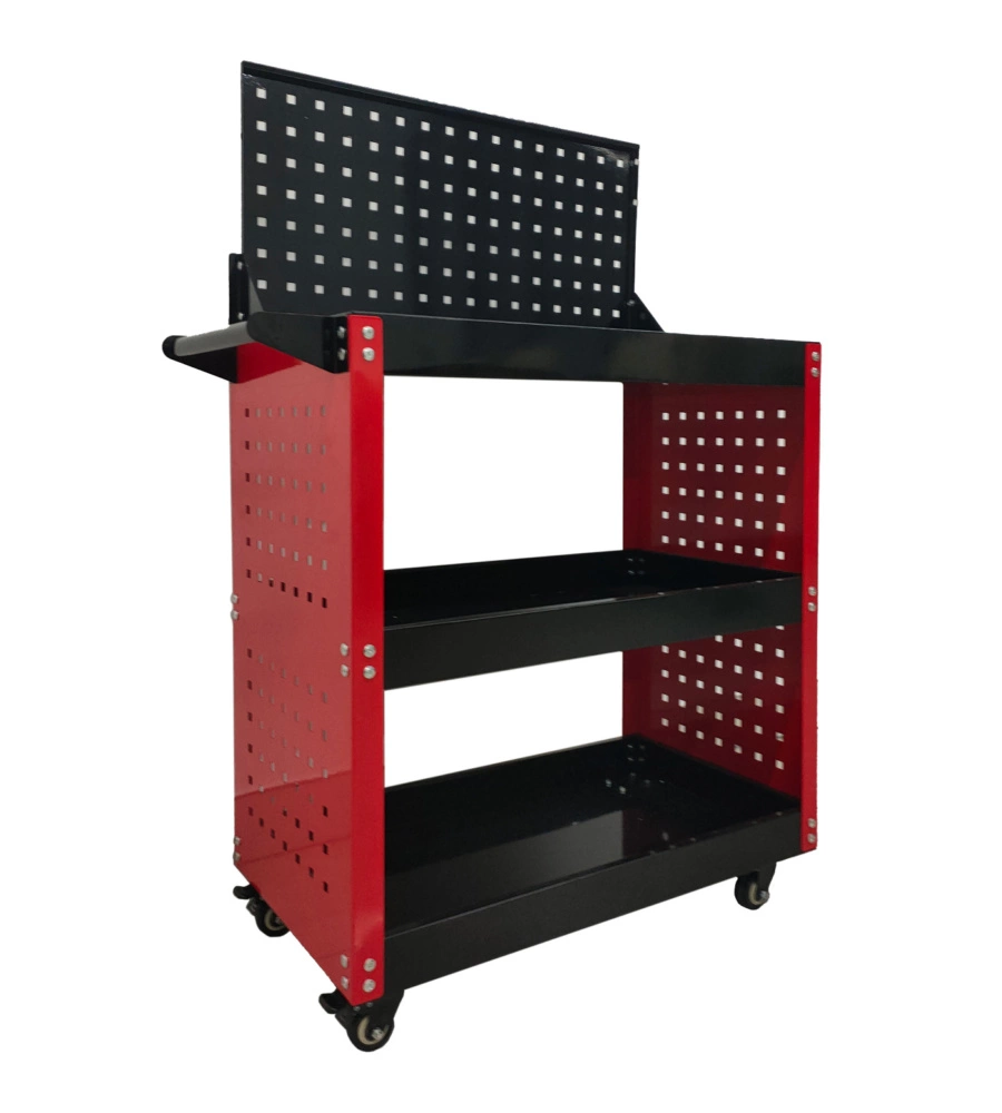 Carrello porta attrezzi 3 ripiani con pannello 75x35x106 cm