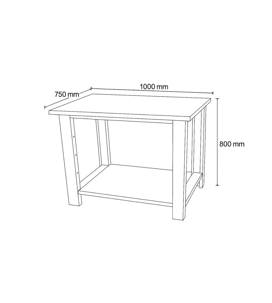 Banco da lavoro essenza in acciaio 100x75x80 cm