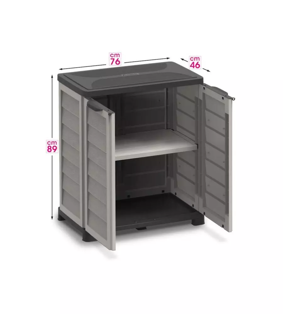 Armadio basso Bama "Riponi" in resina sabbia 76x46x89 cm