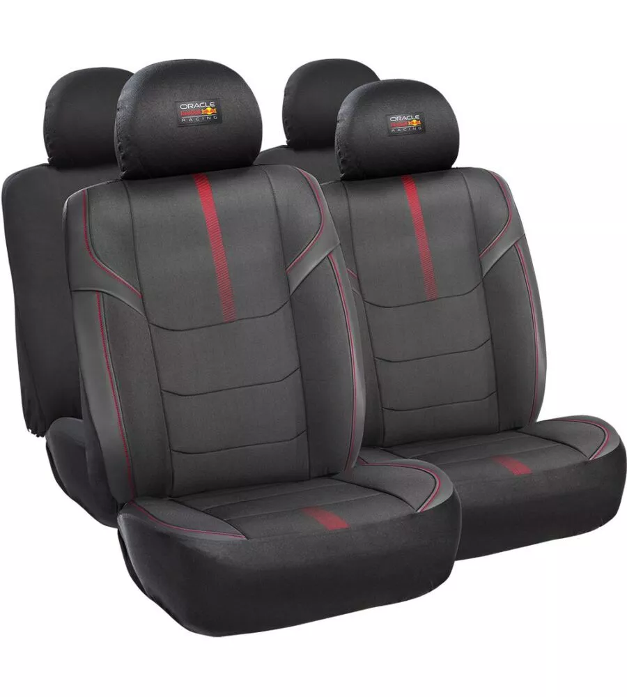 Set 4 pezzi coprisedile auto RedBull "Powerbar" nero e rosso