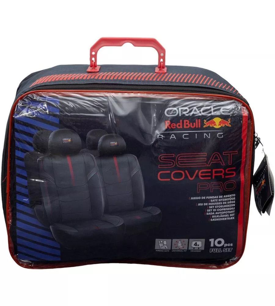 Set 4 pezzi coprisedile auto RedBull "Powerbar" nero e rosso