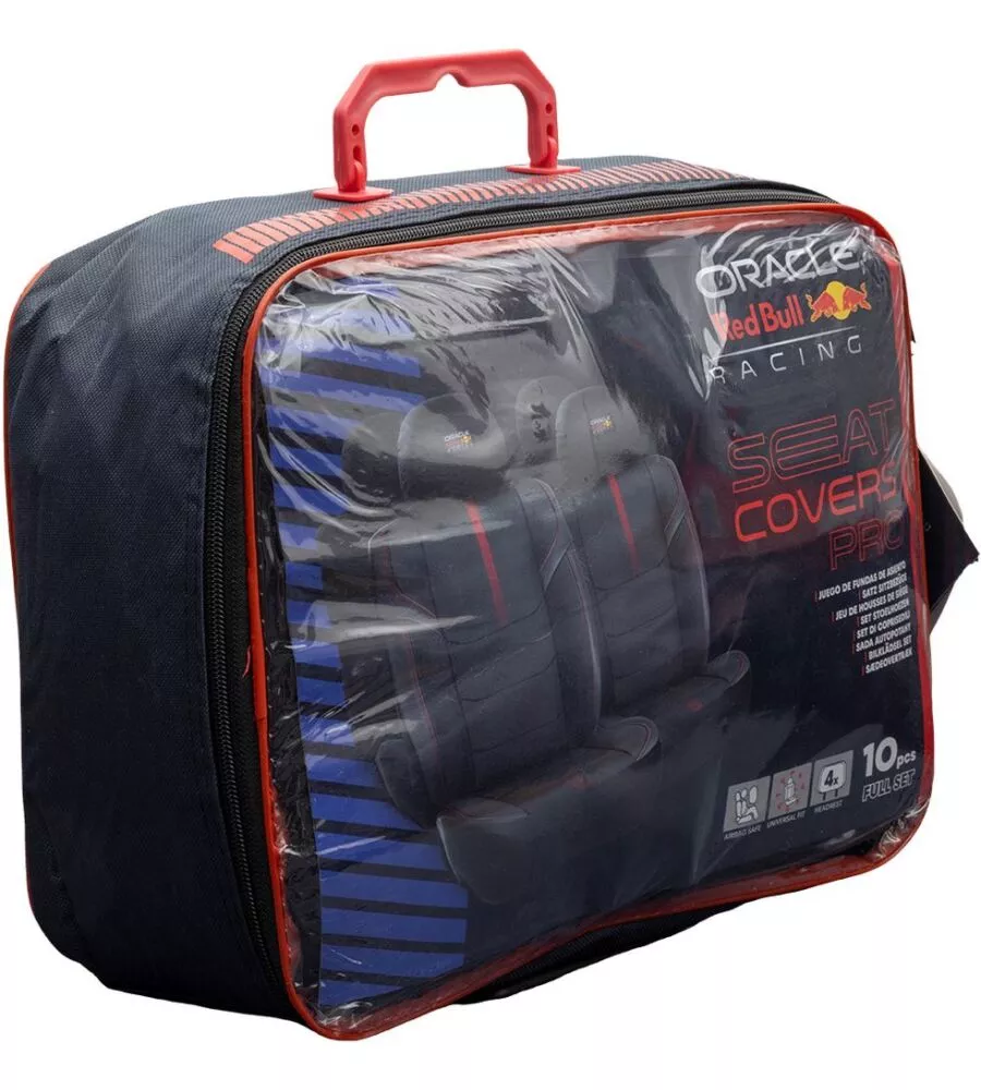 Set 4 pezzi coprisedile auto RedBull "Powerbar" nero e rosso