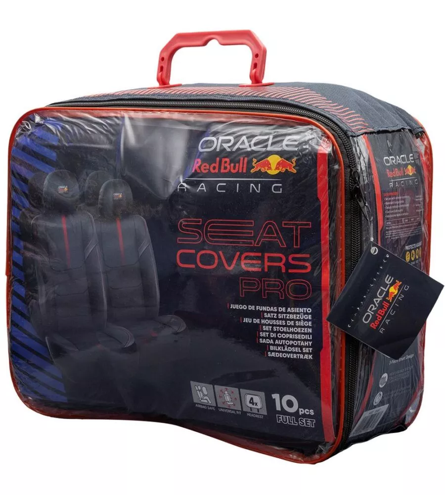 Set 4 pezzi coprisedile auto RedBull "Powerbar" nero e rosso